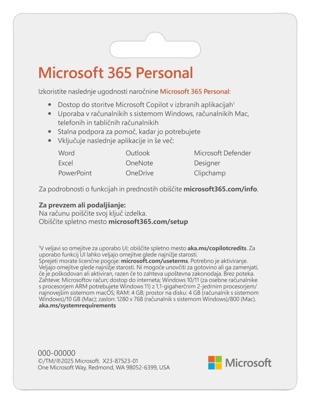MICROSOFT 365 Personal FPP 32/64 bit one-year subscription