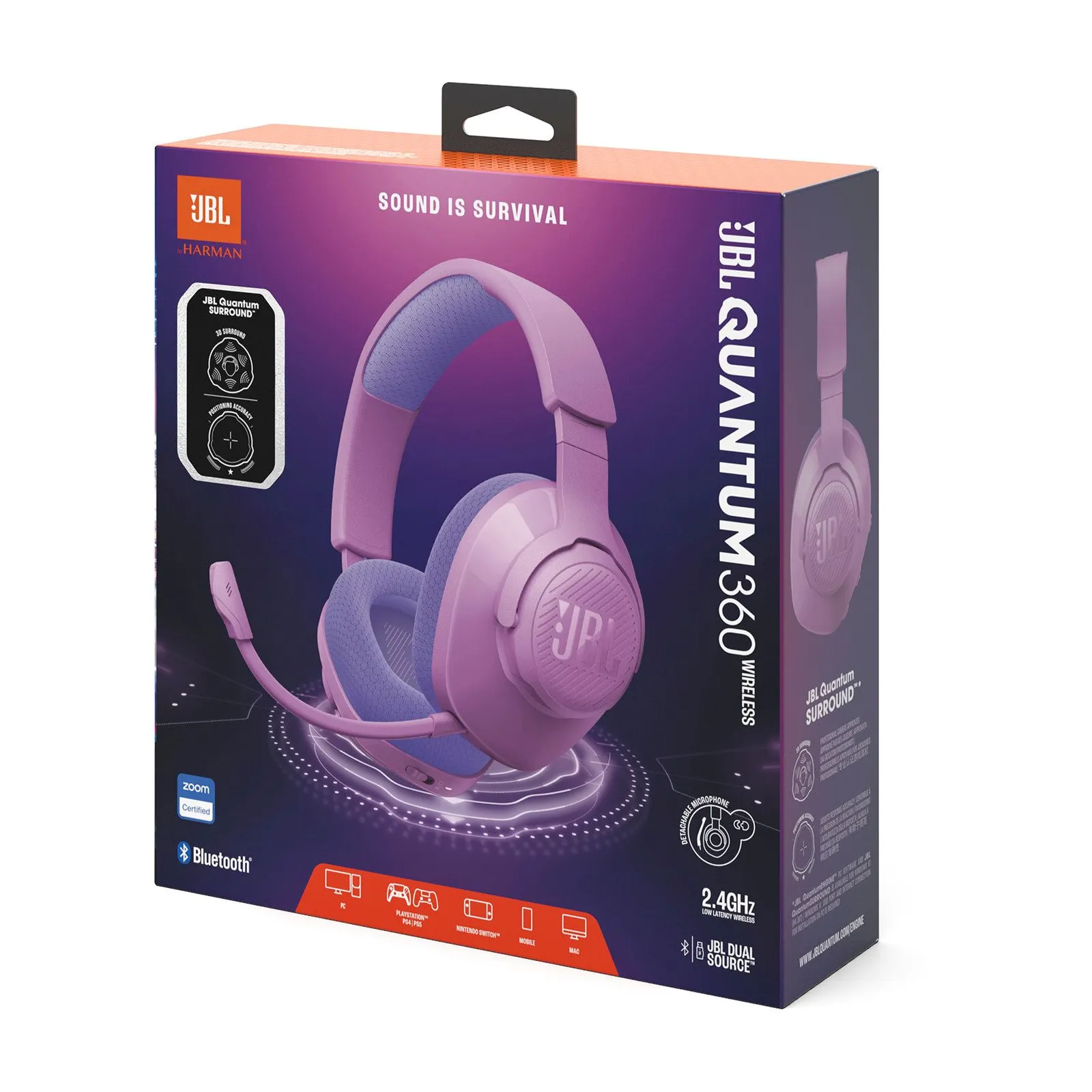JBL Quantum 360 vijolične slušalke
