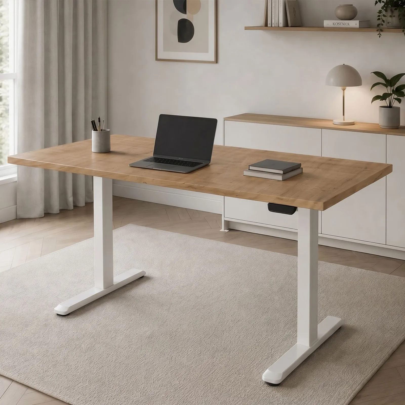 Sit Stand Desk for office Standard V2 Chalet Oak