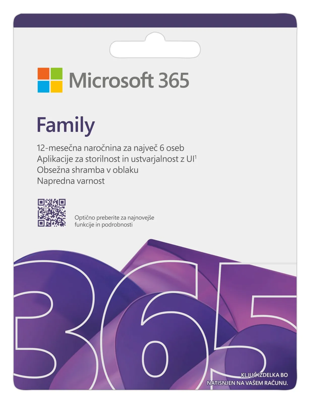 Microsoft 365 Family slovenska naročnina 1 leto za 6 uporabnikov