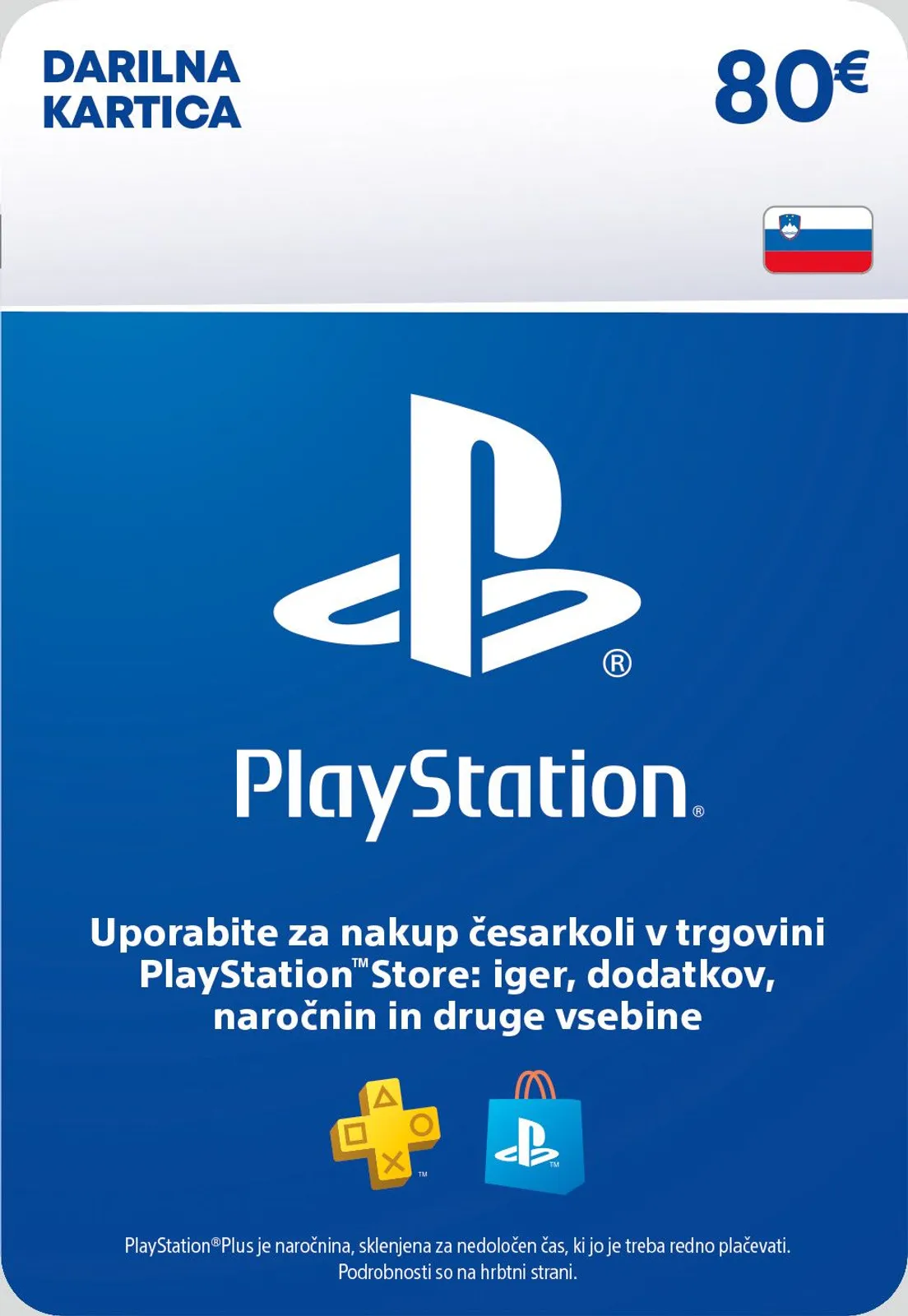 Sony PlayStation Network Card 80 EUR (SI) PSN SLOVENIA