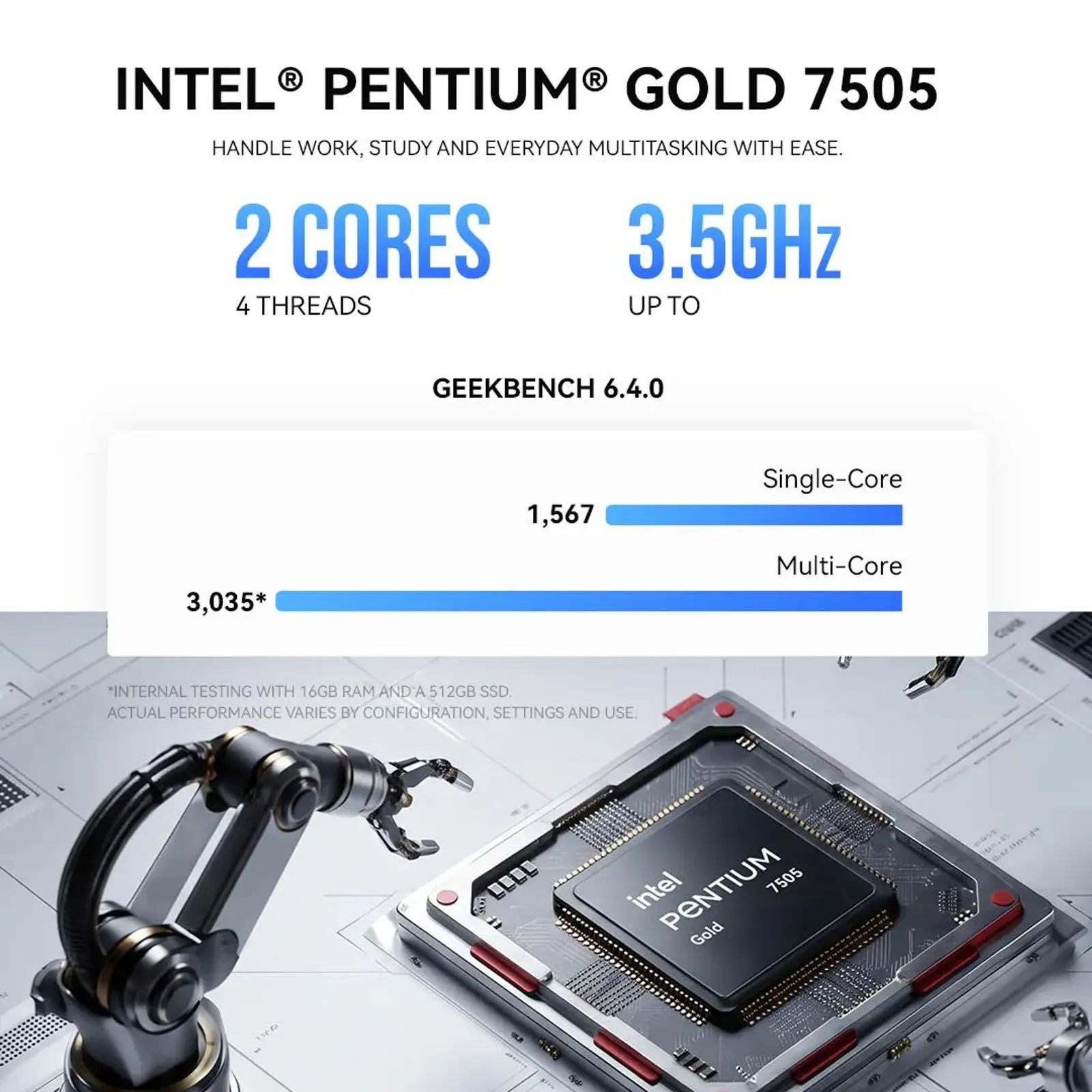 Mini PC GMKtec G3 Ultra Intel Pentium 7505 16GB RAM + 512GB SSD WIN 11 Pro