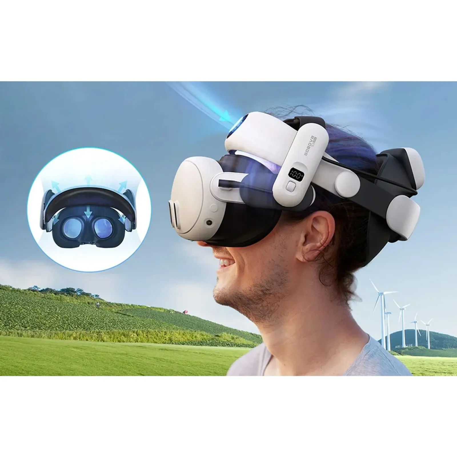 BOBOVR S3 Pro ergonomska naglavna traka s baterijom za Meta Quest 3 / 3S
