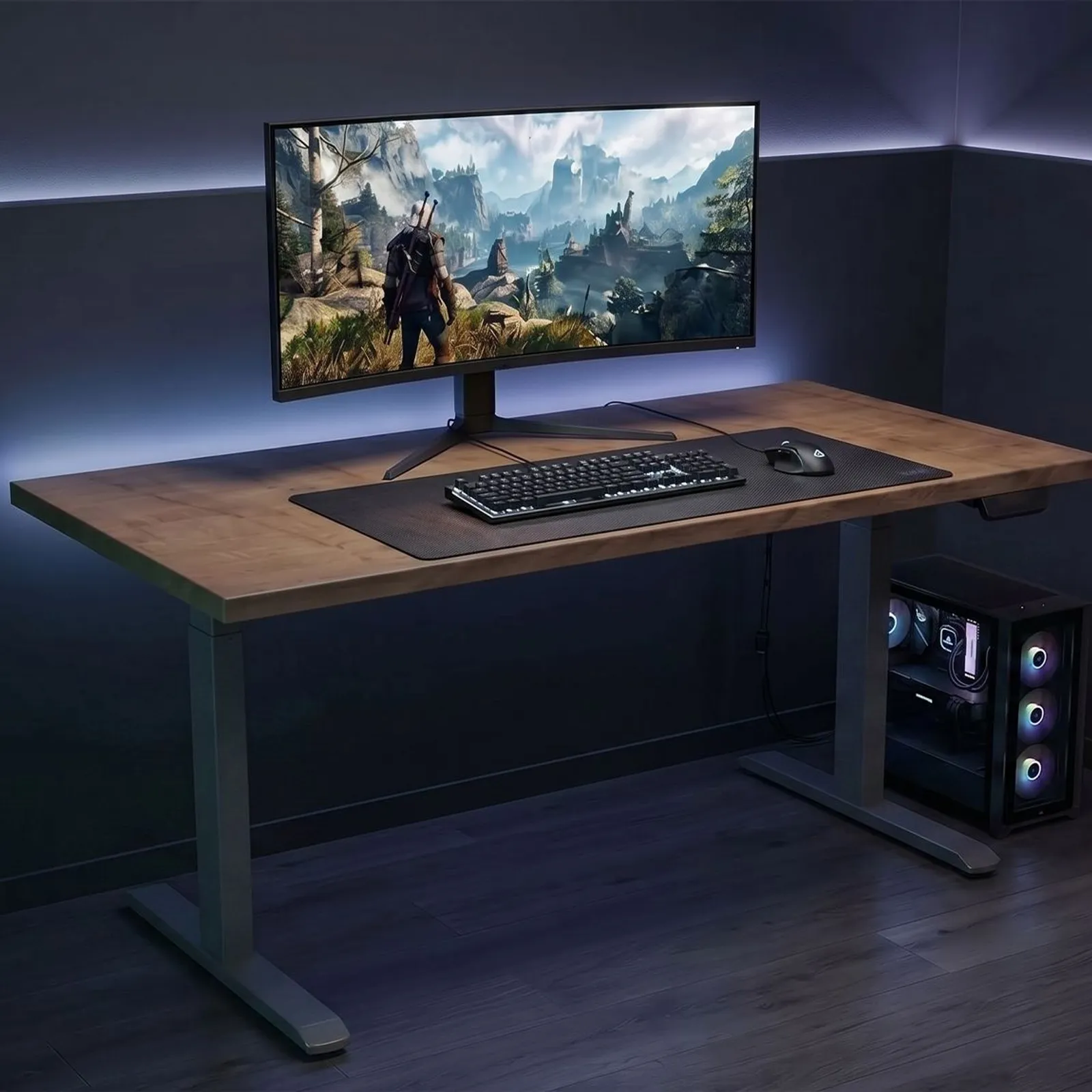 Sit Stand Desk for office Standard V2 Chalet Oak