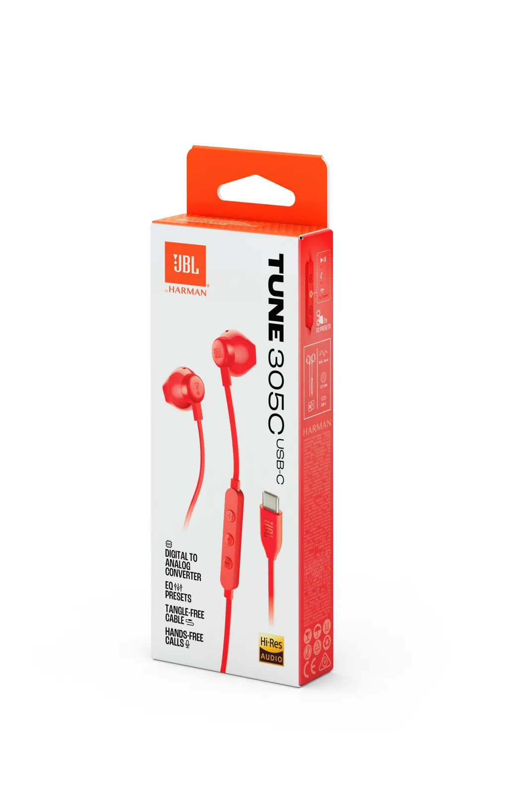 JBL Tune 305C USB-C rdeče slušalke