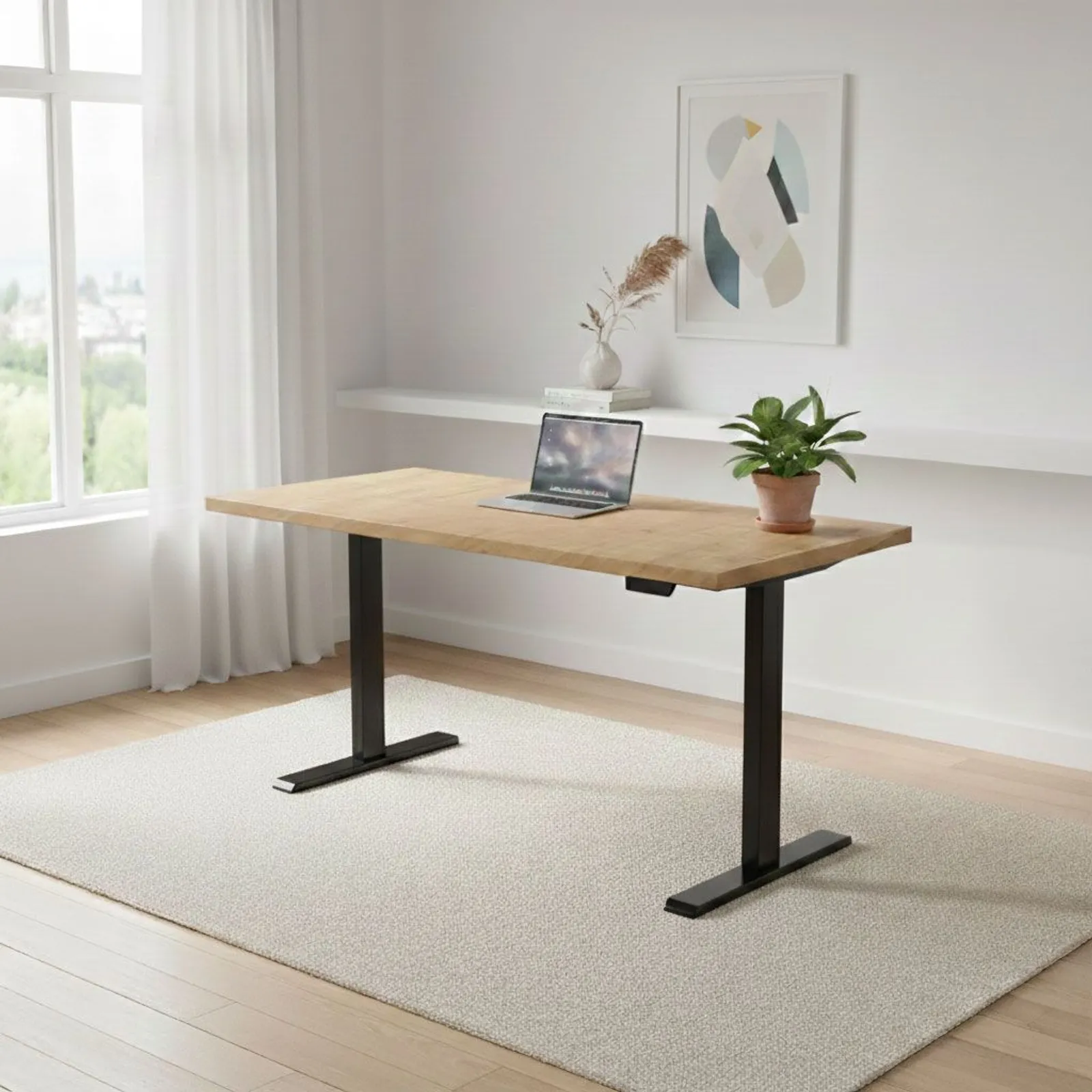 Sit Stand Desk for office LITE V2 Chalet Oak